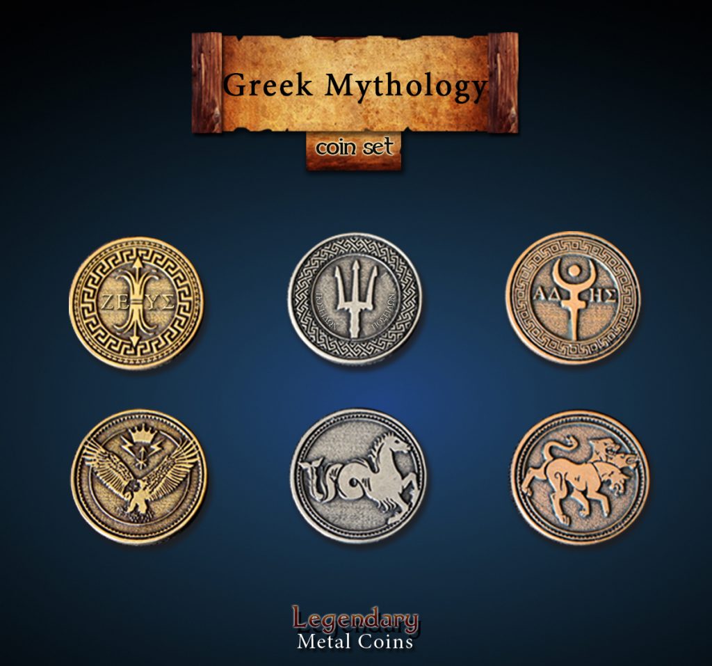 Greek Mythology Metal Coin Set Drawlab Entertainment